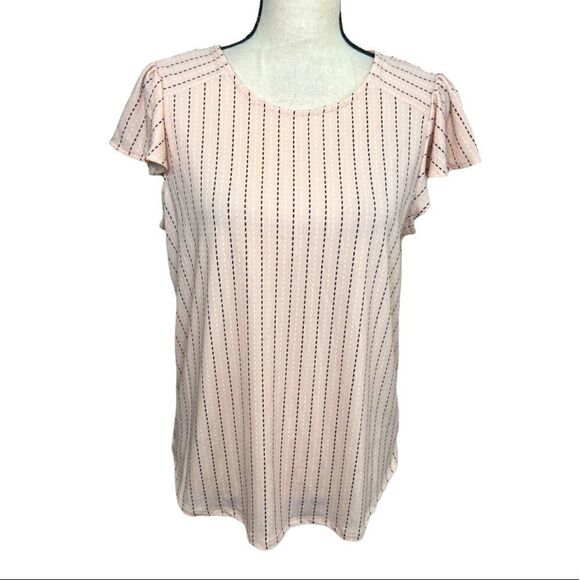 ADRIANNA PAPELL Blush Short Sleeve Blouse. Size Medium - Picture 1 of 7